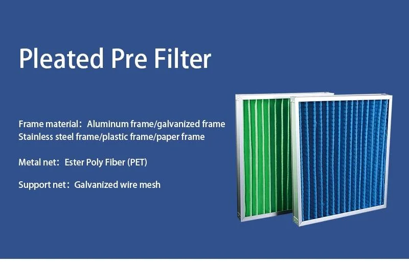 Large Dust Holding Capacity Metal Frame Panel Pleat Primary Air Filter for Air Conditioning Ventilation Systems and Dust Removal Systems