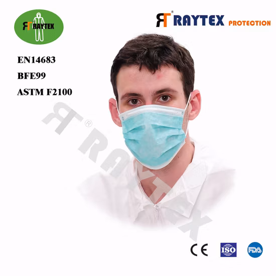 Tela no tejida Raytex 11031 Tipo de gancho para mascarilla facial de 3 capas Suministro directo de fábrica