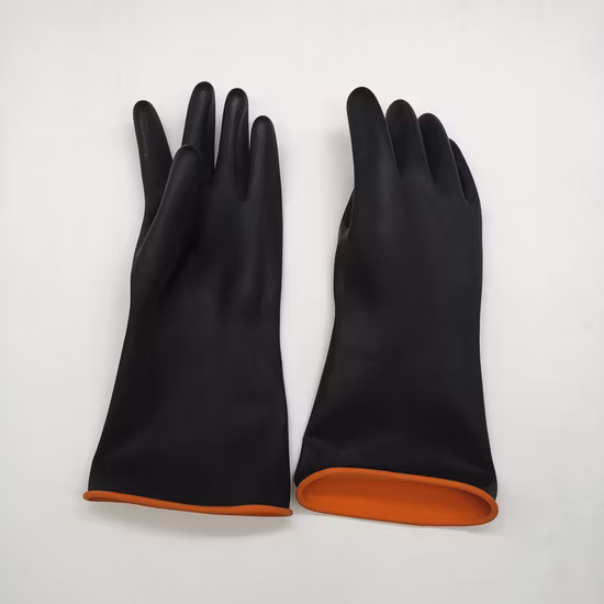 Comercio al por mayor Industrial Antideslizante Resistente a productos químicos Guante de trabajo de seguridad Guantes de látex de alta resistencia para uso industrial